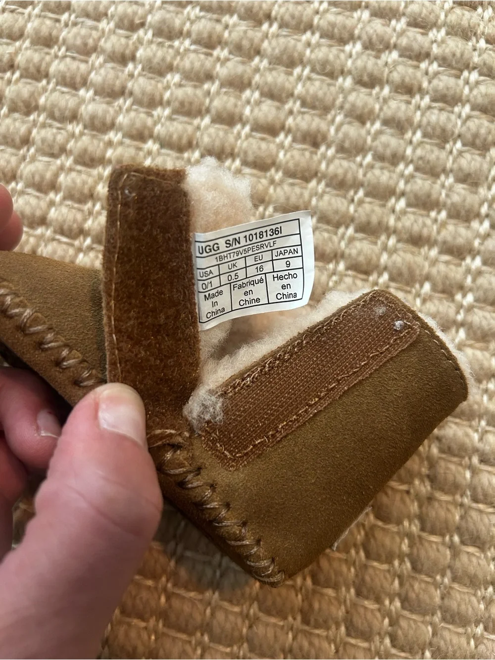 NEW UGG Baby Chestnut Shearling Button Booties - size 0-6 months.